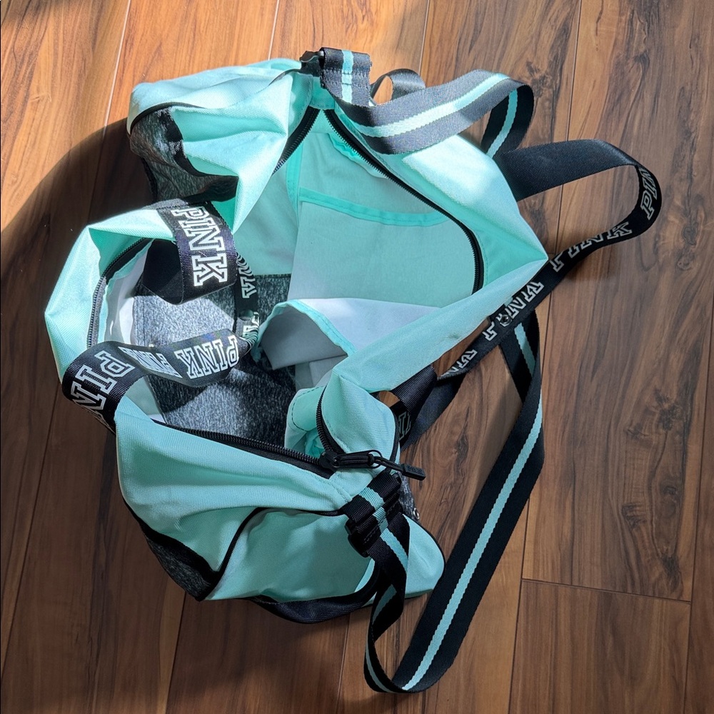 PINK Victoria's Secret Gray and Blue Duffle Bag - Picture 3 of 3